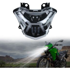 Projector LED Headlights for Kawasaki Versys-X300 KLE300 Z650, Front LED Headlamp Head Lights with High/Low Beam & DRL Halo Ring for Kawasaki Z650 Versys-X300 KLE300 2017-2021 Accessories