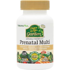 NaturesPlus Source of Life Garden Certified Organic Prenatal Multivitamin - 90 Vegan Tablets - Supports Reproductive Health & Pregnancy - Folic Acid - Non-GMO, Vegetarian, Gluten-Free - 30 Servings