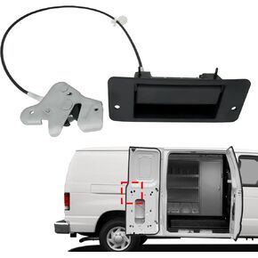 Lower Door Latch with Handle Assembly, Passenger Side, Compatible with 1992-2009 Ford E150 E250 E350 Econoline Van Super Duty, Left Hinged Door, 40% Replaces 6C2Z-15264A01-AA