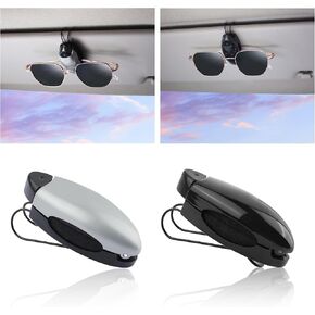 2PCS Sunglass Holder for Car,Visor Sunglasses Holder Clip with Sponge for Protect Sunglasses,Universal Sunglass Visor Clip Car Organizer Car Accessories Interior for Most Cars (Black/2PCS)