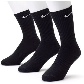 Nike Men's 3-pk. Black Crew Performance Socks, S 8-12