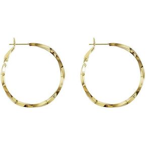 14K Gold Plated Twisted Round Hoop Earrings For Women (Gold)