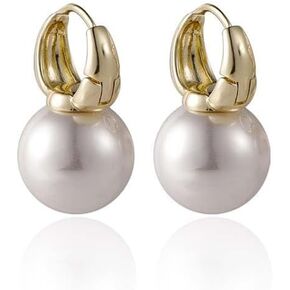 Gold Pearl Earrings Beige White Pearls Hoop Earrings Trendy Small Elegant Gold Wedding Bridal Jewelry Gifts for Women