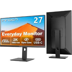 INNOCN 34" Ultrawide Monitor 21:9 WQHD 3440 x 1440p IPS Display 100% sRGB 75Hz Adaptive Sync HDR400 USB Type-C Monitor, Ultra Narrow Bezels, Height Adjustable, Mountable - 34C1Q
