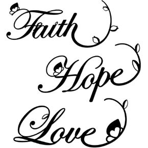 Faith Hope Love 3 Pieces Metal Wall Decor Inspirational Wall Decor Black Metal Wall Art Family Wall Decor for Living Room Bathroom (Black)