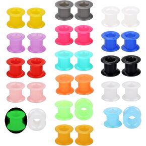 10/11/ 16Pairs Ear Tunnels Soft Silicone Double Flare Saddle Gauges Ear Plugs Ear Expander Flexible Ear Stretching Kit Mixed Colors for Women Men 2G-1"