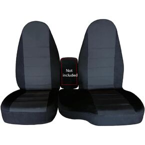 Front Driver & Passenger 60/40 High Back Bench Cotton Seat Cover Black & Charcoal Fit for Ford Ranger 1998 1999 2000 2001 2002 2003 (Without Console Cover)