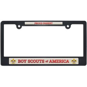 Elektroplate Officially Licensed - Boy Scouts of America Proud Parent Automotive-Grade Black Plastic Standard Size License Plate Frame Tag Holder for Cars/SUVs/Trucks Weather-Proof Auto Accessory