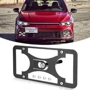 Front Bumper Tow Hook License Plate Mount Bracket Compatible with Volkswagen GTI/Golf R 2022-2023, No Drill Plate Holder, Front License Plate Bracket
