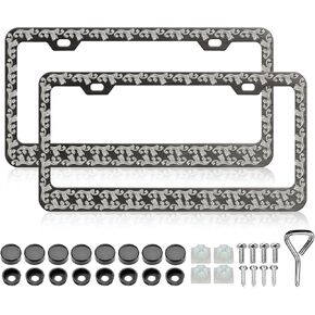 Horse License Plate Frame - 2 PCS Horseshoe Animal License Plate Holder, Rust-Proof Auto Parts License Plate Cover Decoration with Screws Caps for Standard Us 12x6 Inch