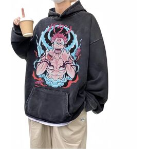 Volrath Unisex Jujutsu Anime Itadori Hoodies Satoru Pullovers Fushiguro Megumi Hooded Cosplay Costume(Black-11-XL)