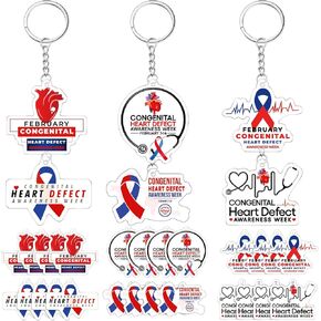 Remuuly 30 قطعة من سلسلة المفاتيح لأسبوع التوعية بعيوب القلب الخلقية، هدايا بشريط أحمر وأزرق، هدايا لسماعة نبضات القلب، مستشفى للأعمال الخيرية in Kuwait