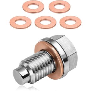 Magnetic Oil Drain Plug, M18×1.5 Aluminum Alloy Sump Drain Nut Bolt with Cooper Crush Washer, Leak-Proof Engine Oil Drain Sump Bolt Screw Replacement for Most Vehicles