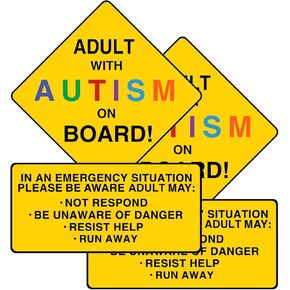 Yellow for Adult Autism Awareness Car Decal, 2X Reusable Magnets, Window Suitable, Water Resistant, 30mil Thickness, 8x10 inches, for Car Truck SUV Van