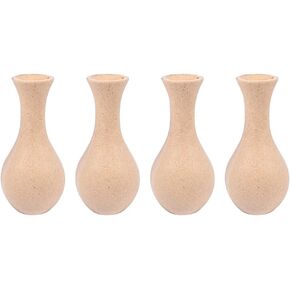Happyyami 4pcs Unfinished Wood Vase Blank Vase Bud Vase Paint Your Own Vase Natural Container for DIY Hand Painting Craft Kit Gifts