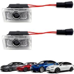 Door Lights Logo Projector Courtesy Welcome 3D Shadow Light Never Fade Compatible with Tesla 2018-2024 Model 3/2020-2024 Model Y/2016-2024 Model X Car Accessories (T-esla Shadow)