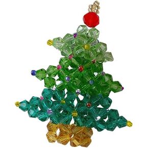 Beaded Christmas Tree Lapel Brooch Pin for Women Girls Crystal Cute Xmas Ornament Pins Clip Sweater Hat Jacket Dress Suit Badges Brooches Cute Holiday Festival Jewelry Gifts Clothes Decoration Supplies