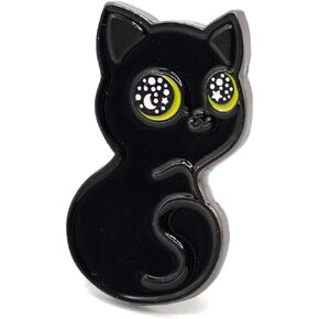 Black Cat Enamel Pin Black Cat Lapel Pin Starry Eyes Brooch
