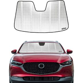 Windshield Sun Shade for 2020-2024 Mazda CX-30. 2024 Upgrade Reflective Aluminum Film Front Window Sunshade for Maximum Interior Protection