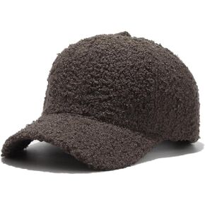 URAWOW Lamb Wool Baseball Cap for Women Men Solid Color Furry Sherpa Baseball Hats Sports Hat for Outdoor