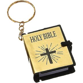 Mini Religious Christian Bible Keychain - Tiny Bible Pendant for Women, Key Holder, Bag Charm, Small Bible Key Ring, Church Souvenir, Gift for Men, Christmas Keychain, Miniature Bible Book（Gold）