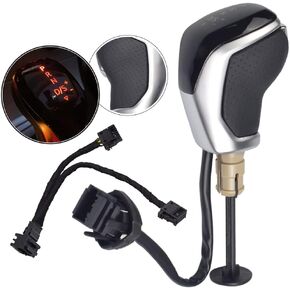 Hacreyatu LHD Automatic LED Gear Shift Knob Retrofit Kit Fit for VW Golf MK6 MK7 Passat B7 B8 Tiguan MK2 Polo (Silver Matte Scarlet Letter)