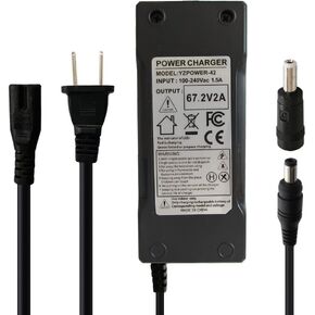 Abakoo 67.2V 2A Adapter Charger for 16S 57.6V 59.2V 64V Lithium Battery Pack with DC 5.5x2.1mm/5.5x2.5mm Plug