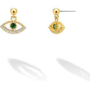 Evil Eye Earrings for Women Symbol of protection - 14K Gold Plated Cubic Zirconia Fishhook/Gift
