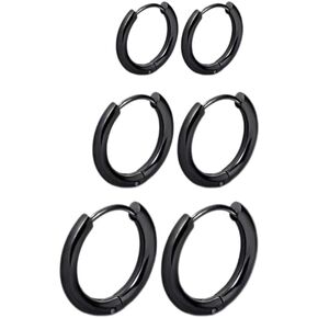 3 Pairs Round Small Hoop Earrings for Women 14K Gold Plated Hypoallergenic Huggie Thick Earrings Set for Multiple Piercing Cartilage Hoop Earrings Stack Jewelry