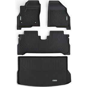 Floor Mats&Trunk Mat for Chevy Bolt EUV 2022 2023 2024(Not fit EV), 2 Rows Full Set with Cargo Liner,TPE All Weather Protection Car Floor Liners Accessory for Bolt EUV-Black