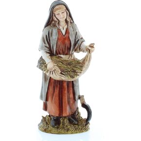Woman with Sickle for Nativity Scene of 4 Inch Scale 1:20 - Unbreakable Nativity Figures - Arabic Style, Hand-Finished Painting, Official Product, Made in Italy, Sculptor M. Landi