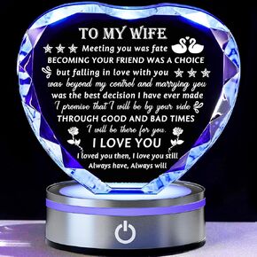 Movdyka Gifts for Wife from Husband Best Birthday for Wife Ideas Crystal Keepsake Great Gifts to My Wife Valentines Day Christmas for My Lovely Wife Glass Plaque Decor
