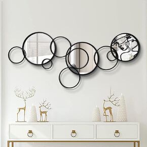 Wall Mirror Decorative,Large Modern Decorative Mirror for Wall,Line Woman Metal Wall Art Mirror for Living Room,Entryway,Bedroom,Living Room,Dining Room Kitchen,Fireplaces Decor 49''x22''