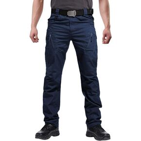Susclude Men's Cargo Pants - Ripstop Work Tactical Pants Outdoor Hiking Military Pants Stretch Trousers with 9 Pockets