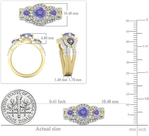 Dazzlingrock Collection 5.5 mm Round Center Gemstone & White Diamond 3 Stone Halo Bridal Engagement Ring Set for Women in 14K Solid Yellow Gold in Kuwait