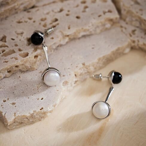 C.Paravano Gold Earrings Dangle Dangle Earrings Pearl Gold Wedding Earrings Gold 18K Gold Plated Earrings for Women 925 Sterling Silver Earrings for Women in Saudi Arabia