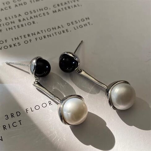 C.Paravano Gold Earrings Dangle Dangle Earrings Pearl Gold Wedding Earrings Gold 18K Gold Plated Earrings for Women 925 Sterling Silver Earrings for Women in Saudi Arabia