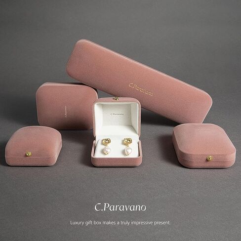 C.Paravano Gold Earrings Dangle Dangle Earrings Pearl Gold Wedding Earrings Gold 18K Gold Plated Earrings for Women 925 Sterling Silver Earrings for Women in Kuwait