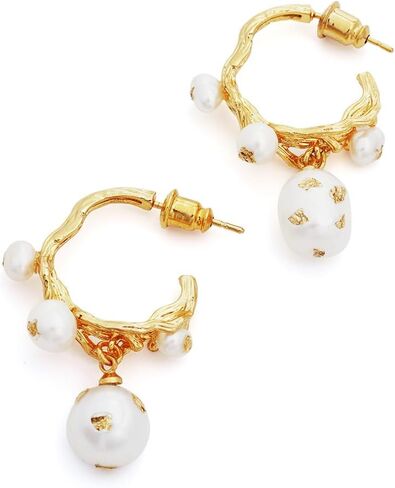 C.Paravano Gold Earrings Dangle Dangle Earrings Pearl Gold Wedding Earrings Gold 18K Gold Plated Earrings for Women 925 Sterling Silver Earrings for Women in Kuwait