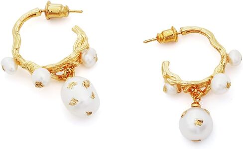 C.Paravano Gold Earrings Dangle Dangle Earrings Pearl Gold Wedding Earrings Gold 18K Gold Plated Earrings for Women 925 Sterling Silver Earrings for Women in Kuwait