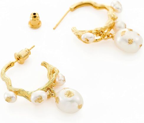 C.Paravano Gold Earrings Dangle Dangle Earrings Pearl Gold Wedding Earrings Gold 18K Gold Plated Earrings for Women 925 Sterling Silver Earrings for Women in Kuwait