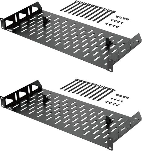 1U Rack Shelf,19 inch Rack Shelf 10 inch Depth,Rack Mount Shelf with Anti-Slip Stops,Server Rack Shelf and Network Shelf for 19 in Equipments, 110lbs Capacity of Vented 1U Shelf,No Lip(2 Pack) in Kuwait
