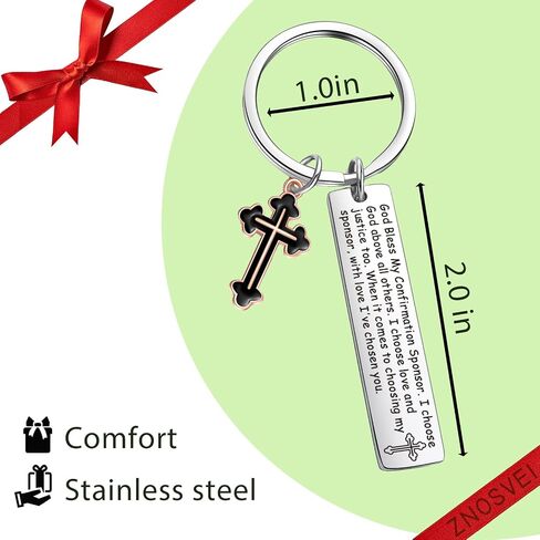 ZNOSVEI Confirmation Sponsor Christmas Keychain Religious Gifts For Women Men Godmother Jewelry in Saudi Arabia