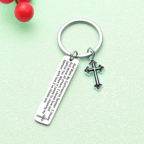 ZNOSVEI Confirmation Sponsor Christmas Keychain Religious Gifts For Women Men Godmother Jewelry in Saudi Arabia