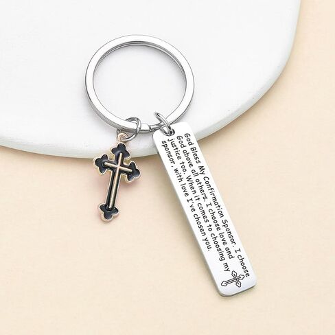 ZNOSVEI Confirmation Sponsor Christmas Keychain Religious Gifts For Women Men Godmother Jewelry in Saudi Arabia