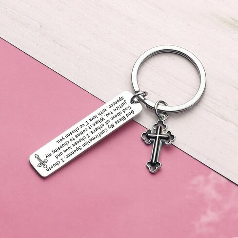 ZNOSVEI Confirmation Sponsor Christmas Keychain Religious Gifts For Women Men Godmother Jewelry in Saudi Arabia