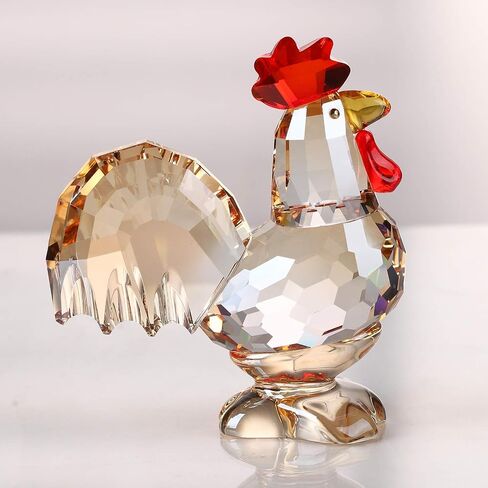 Crystal Rooster Animal Collectible Cute Figurine Ornament Gifts Home Decor (Gold) in Kuwait