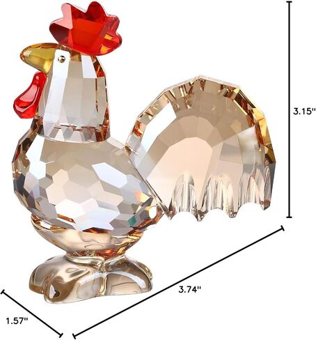 Crystal Rooster Animal Collectible Cute Figurine Ornament Gifts Home Decor (Gold) in Kuwait
