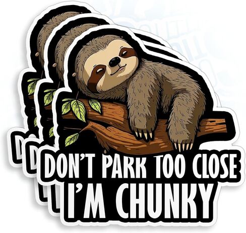 (3Pcs) Don't Park Too Close I'm Chunky Sloth Stickers 4" Cute Funny Sloth Driving Driver Cars Waterproof Vinyl Die-Cut Sticker for Car Mirror Window Bumper Truck Laptop Decals Birthday Gifts 4 Inches in Kuwait