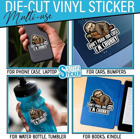 (3Pcs) Don't Park Too Close I'm Chunky Sloth Stickers 4" Cute Funny Sloth Driving Driver Cars Waterproof Vinyl Die-Cut Sticker for Car Mirror Window Bumper Truck Laptop Decals Birthday Gifts 4 Inches in Kuwait